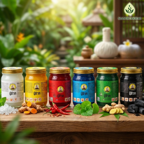 ยาหม่องสมุนไพร ปู่ชีวก ตรา สยามบัวขาว