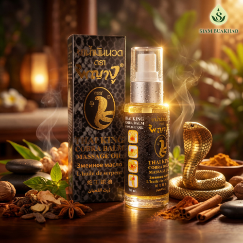 น้ำมันนวดคลายเส้น พญางู ตรา สยามบัวขาว