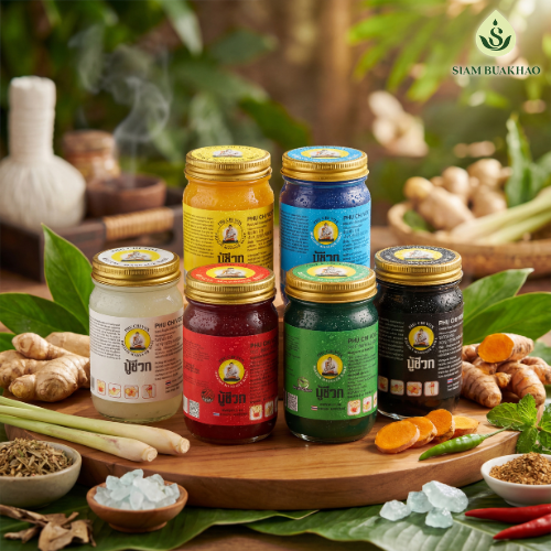 บาล์มแก้ปวด ปู่ชีวก 6 สูตรสมุนไพรคลายเส้น